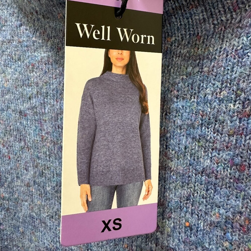Well Worn Women's Soft Stretch Nep Yarn Sweater Size XS Blue Warm Soft Cozy NEW